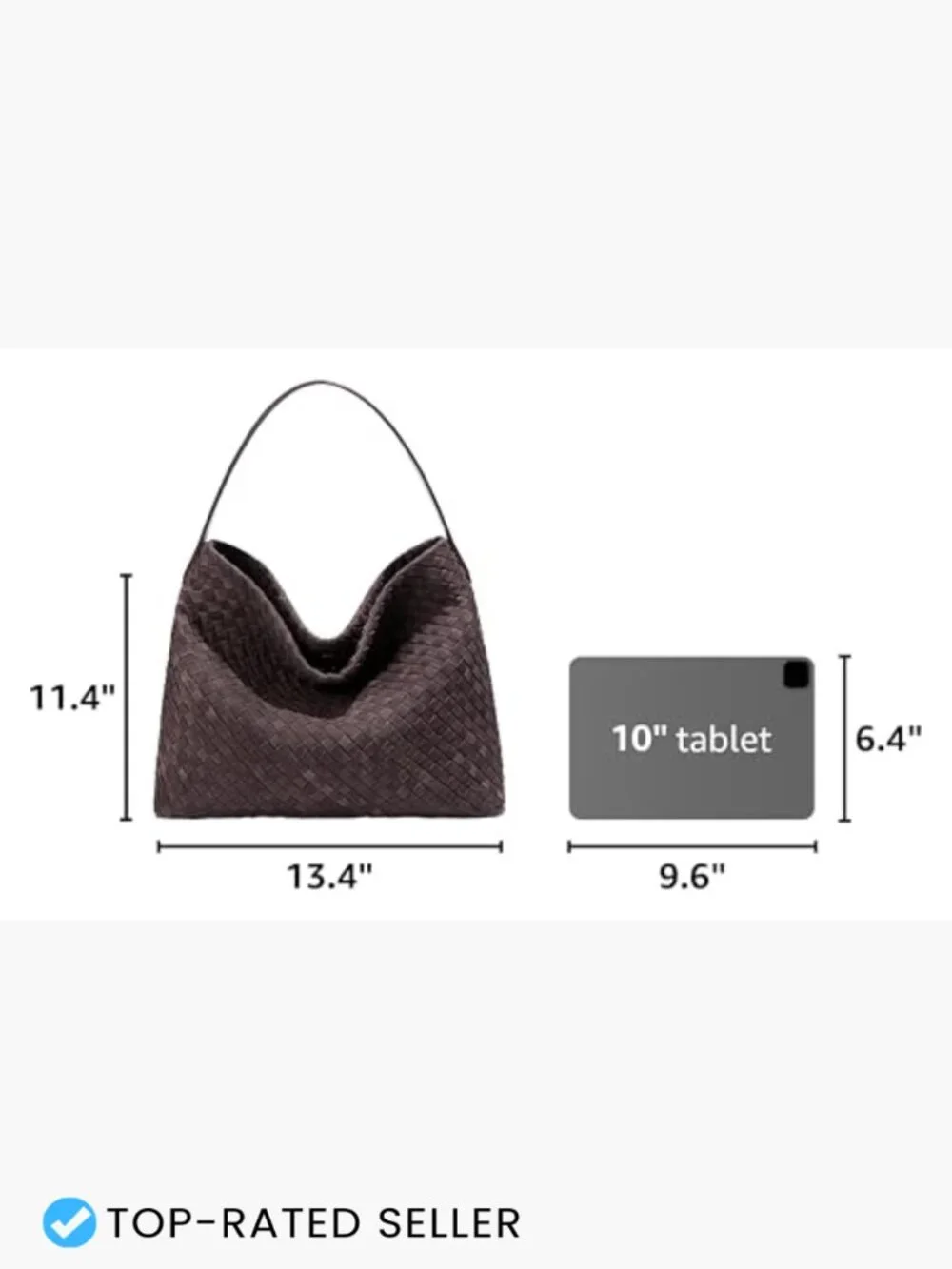 Woven Faux Suede Hobo Bag Retro Shoulder Tote Satchel Work Travel Handbag
